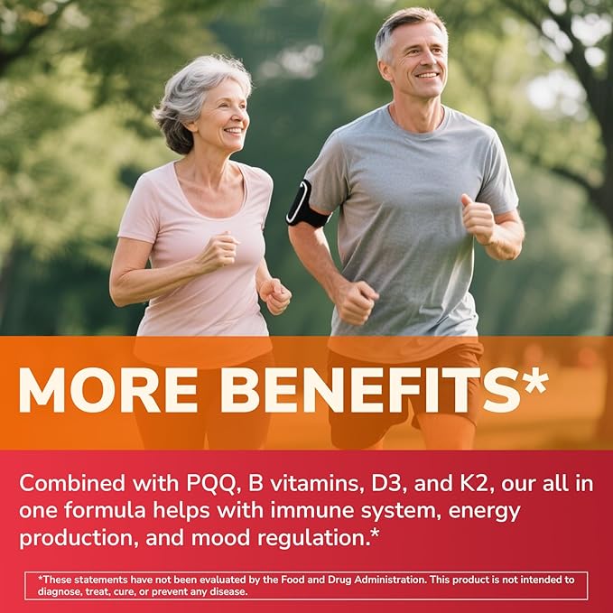 CoQ10 200mg Ubiquinone with PQQ Folate Niacin K2 D3 Black Pepper High Absorption Powerful Antioxidant Energy Booster Immune &amp Bone Support 120 Easy to Swallow Softgels