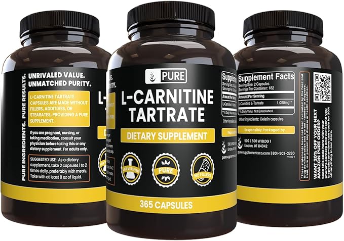 PURE ORIGINAL INGREDIENTS L-Carnitine Tartrate (365 Capsules) No Magnesium Or Rice Fillers Always Pure Lab Verified