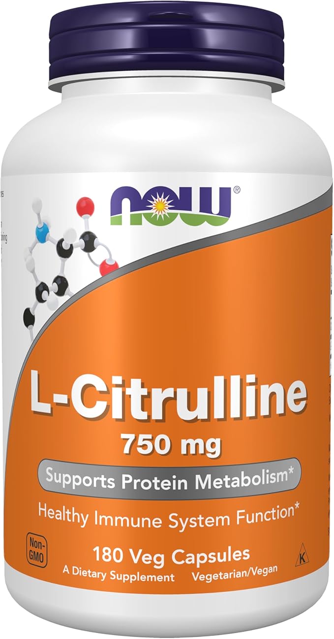 NOW Foods Supplements L-Citrulline 750 mg Supports Protein Metabolism* Amino Acid 180 Veg Capsules