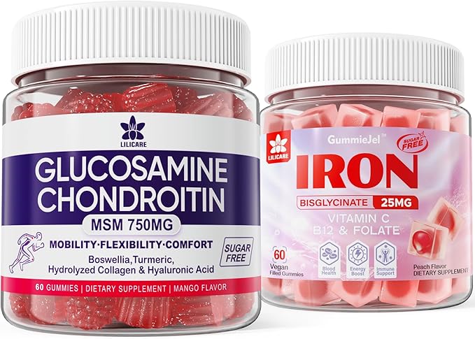 LILICARE Glucosamine Chondroitin Gummies + Iron Supplement for Women