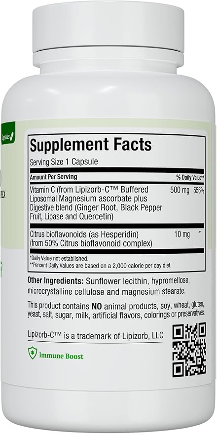 Maxi Health Liposomal Vitamin C 500mg Capsules with Digestive Blend Highly Absorbable High Dose VitaminC Non GMO Kosher Vegetarian Doctor-Formulated Immune Support Supplement (90 Count)