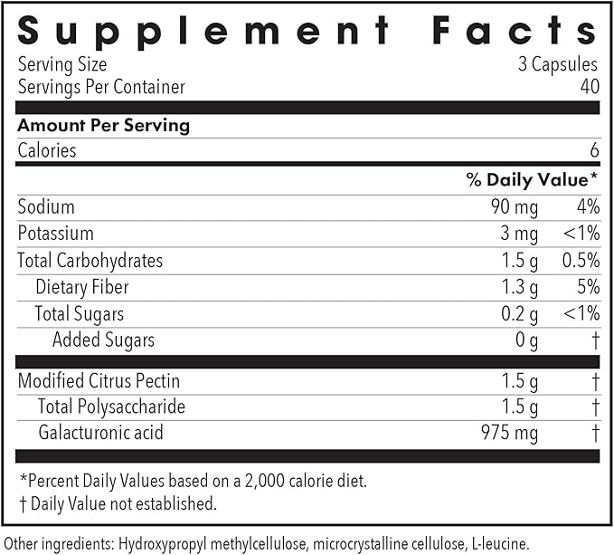 Allergy Research Group ARG Modified Citrus Pectin - 1.5 g Modified Citrus Pectin - Supports Gastrointestinal Cleansing - Vegetarian Capsules - Hypoallergenic Formula - 40 Servings - 120 Capsules