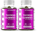 Vitamatic 2 Pack Vegan Thyroid Support Gummies with Iodine &amp Kelp – 60 Count – Plant-Based – Supports Energy &amp Metabolism