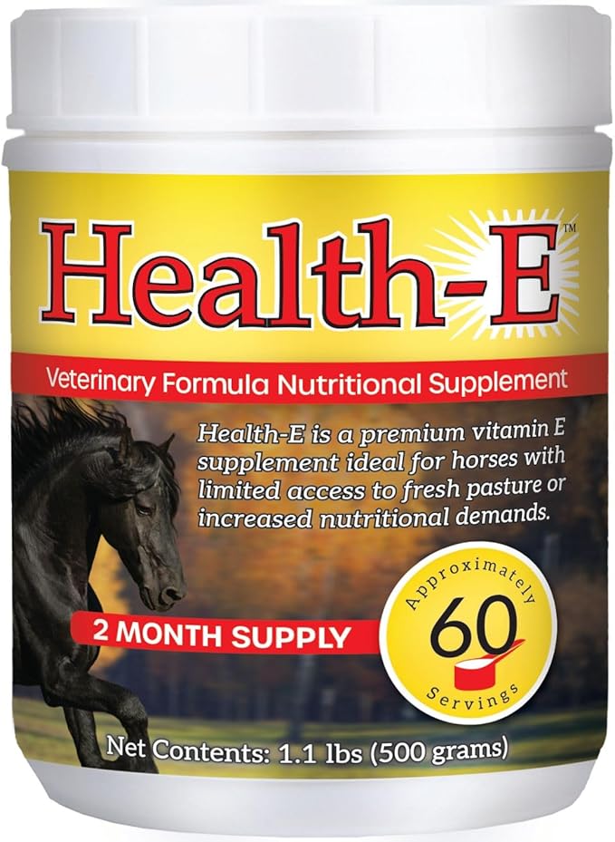 Vitamin E Supplement for Horses High-Potency dl-Alpha Tocopherol Powder Supports Immune Muscle Skin and Nerve Wellness Low Sugar Starch and Fructans (60 Servings)