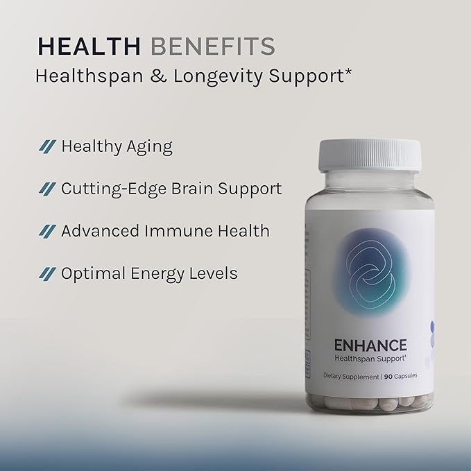 InfiniWell Enhance - Healthy Aging Longevity Supplement with Trimethylglycine (TMG)- Encourage Cellular Renewal &amp Mitochondrial Health - Help Promote Healthspan &amp Epigenetic Aging (90 Capsule