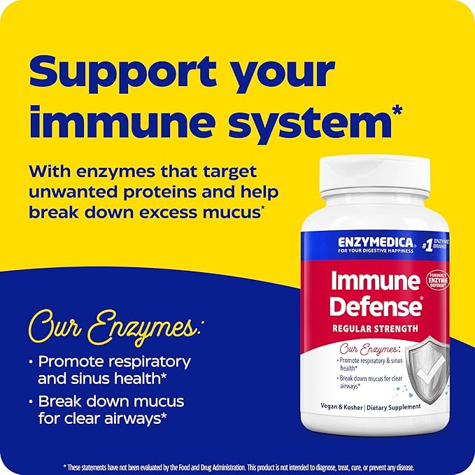 Enzymedica Immune Defense Regular Strength Proteolytic Enzymes for Immune Support 180 Count