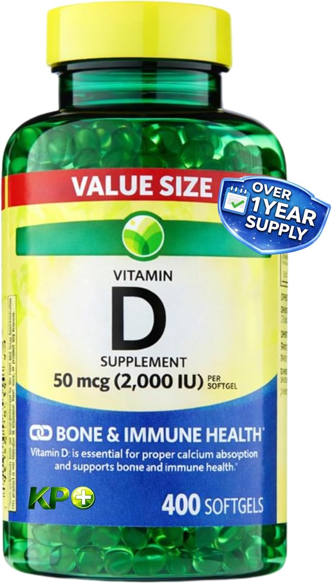 KP+ Vitamin D 50 mcg (2000 IU) | Bone &amp Immune Health | 400 Softgels | Pack of 1