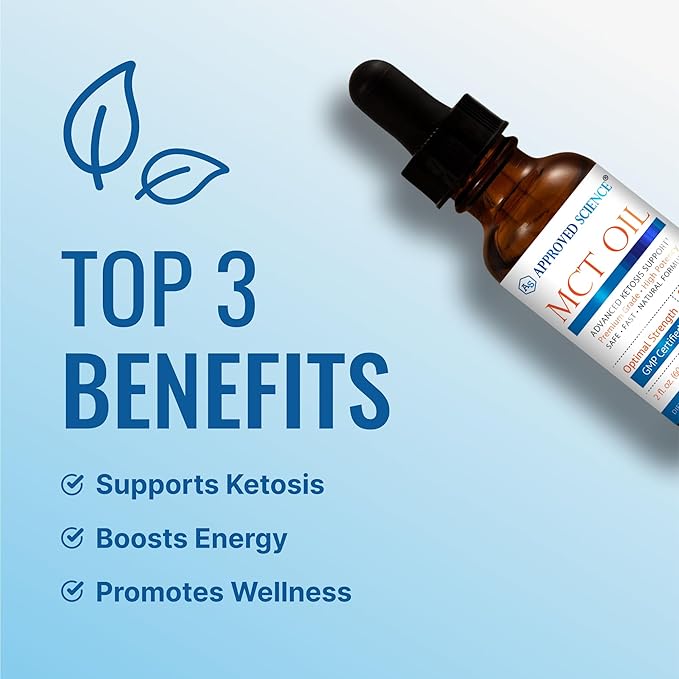 Approved Science® MCT Oil - Pure Medium-Chain Triglyceride (MCT) Oil derived from Coconuts with Caprylic Acid (C8) and Capric Acid (C10) - Vegan 60 ml