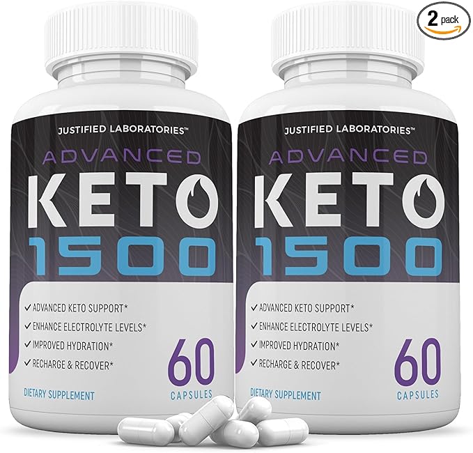 (2 Pack) Advanced Keto 1500 Keto Pills 1275MG New &amp Improved Formula Contains Apple Cider Vinegar Extra Virgin Olive Oil Powder Green Tea Leaf 120 Capsules
