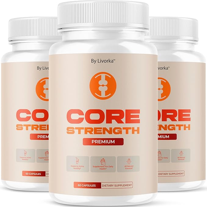 (3 Pack) Core Strength - Official Core Strength Premium Capsules All Natural Ingredients Advanced Formula Daily Pills Overall Health &amp Wellness Support Vitamin Reviews 180 Capsules for 3 Months