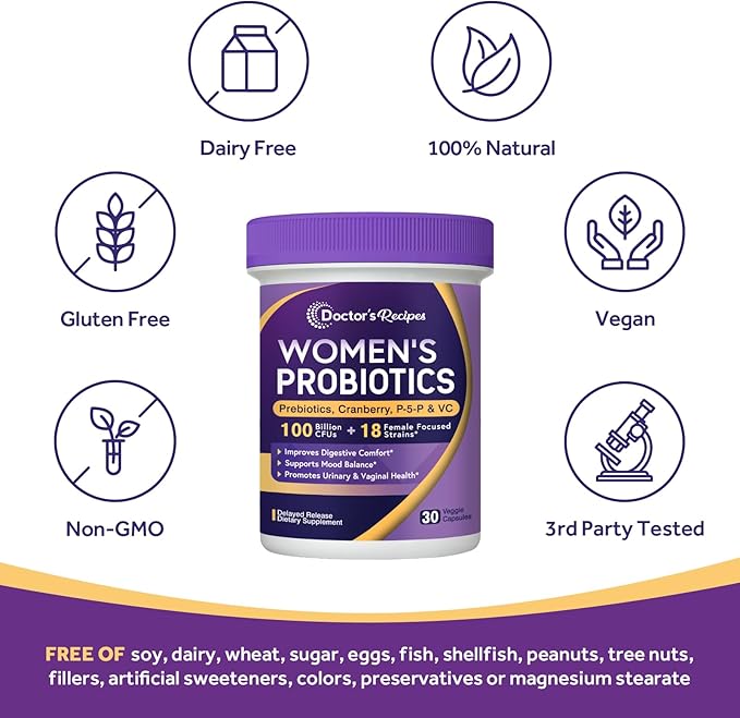 Doctor's Recipes Women's Wellness Pair: Glutathione with Milk Thistle + 100B Probiotic with Cranberry for Vaginal &amp Urinary Health