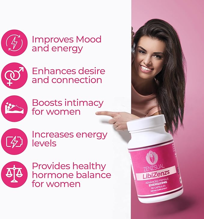 ZENZSUAL Libizenzs – Plant-Based Energy Support Supplement for Women – Caffeine-Free with Maca Root Ashwagandha &amp Ginseng – Supports Daily Stamina Focus &amp Well-Being – 90 Vegan Capsules