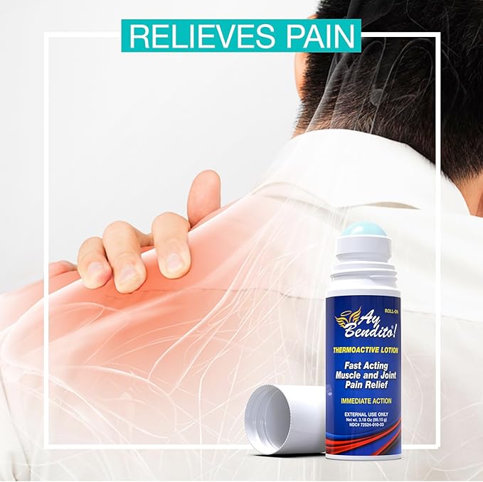 Ay Bendito! Thermoactive Lotion for Faster Pain Relief on Joints and Muscle Function - 3.18 oz Roll-on - Two Pack