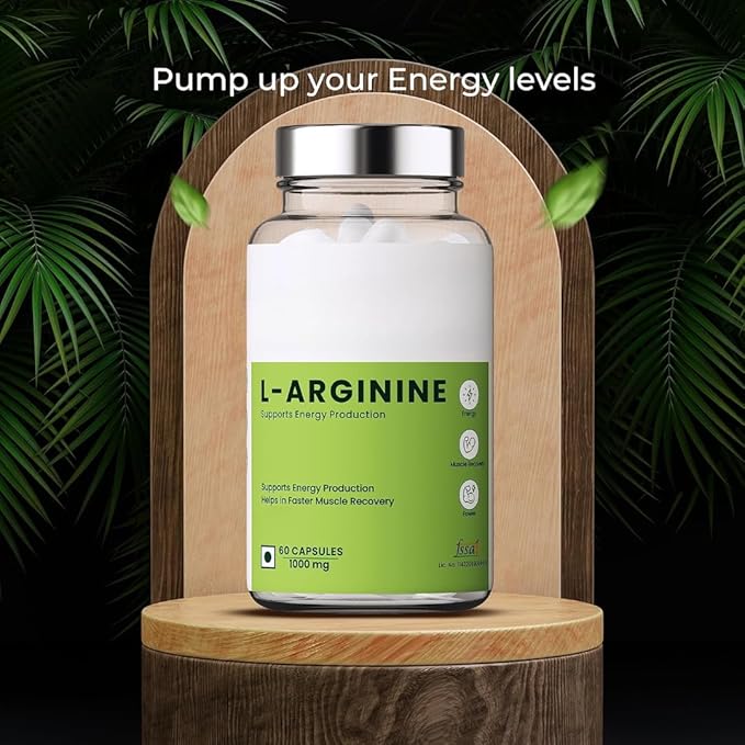 Organics L Arginine 1000 mg with Chromium Picolinate Good for Muscle Growth StaminaGood Recovery Immune Booster &amp Energy for All-60 Veg Capsules.