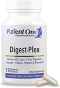 Patient One Digest-Plex | Supplement to Support Gastric Comfort and Food Metabolism* | with Betaine Papain Bromelain and Pepsin | 120 Capsules