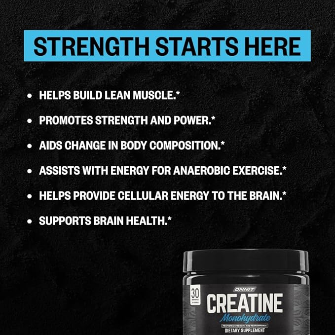 ONNIT Creatine Monohydrate Powder – IGEN™ Non-GMO Tested 5g Premium Creatine for Muscle Strength Power &amp Lean Mass Supports Brain Health &amp Cellular Energy Unflavored 30 Servings 5.29 oz