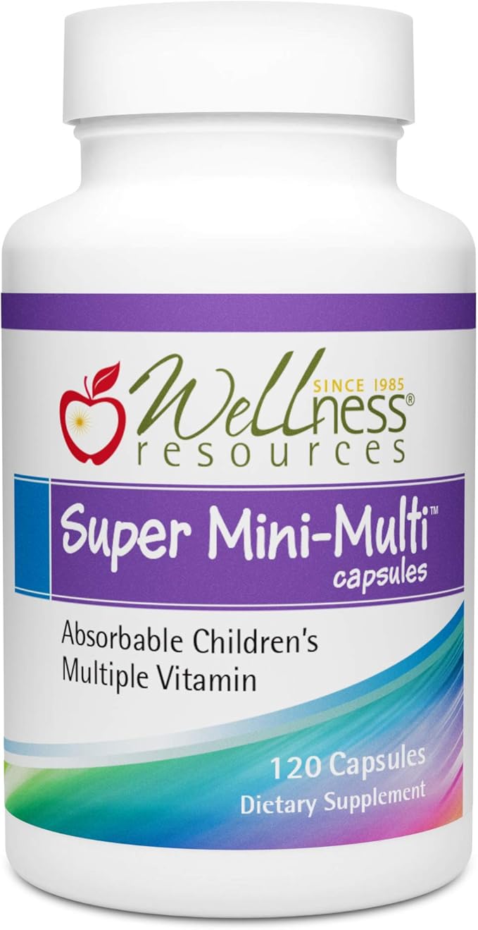 Super Mini-Multi - Children's Multivitamin Swallowable Capsules with Methyl Folate Methyl B12 and Coenzyme B Vitamins for Growth Focus Brain Health (120 Capsules)