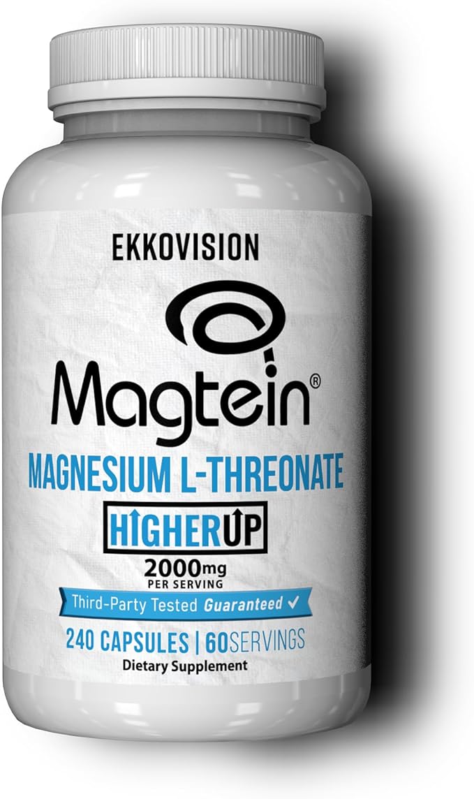 Ekkovision Magtein Magnesium L-Threonate Memory &amp Cognitive Function Support Magnesium Supplement with Essential Minerals for Men &amp Women 2000 MG Per Serving 240 Easy-to-Swallow Capsules