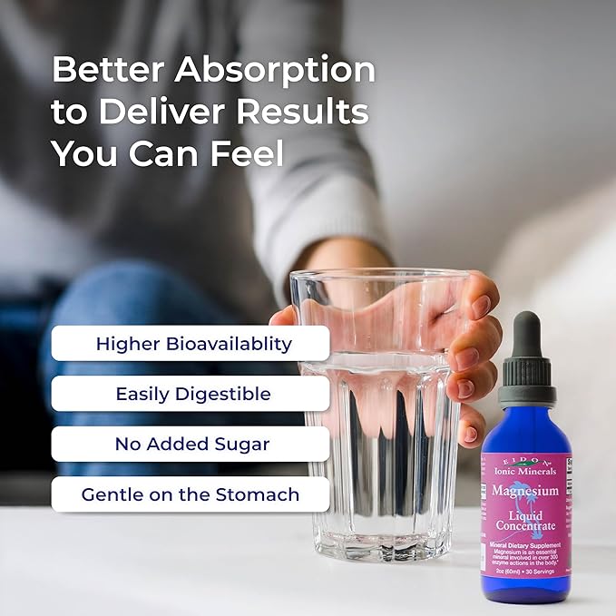 Eidon Liquid Magnesium Concentrate - Ionic Magnesium Chloride Drops for Men and Women Supports a Sense of Calm and Muscle Relaxation Bioavailable No Additives or Preservatives - 18 oz