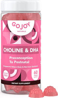 GOJOY NATURALS Prenatal Gummies with Choline &amp DHA - Preconception Pregnancy &amp Postnatal Vitamins for Women - Choline 250mg + DHA 150mg - Vegan Sugar-Free Non-GMO