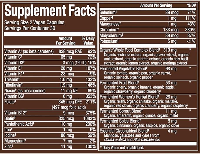 plnt Fermented Whole Food WomenaTMs Multivitamin (60 Vegan Capsules)