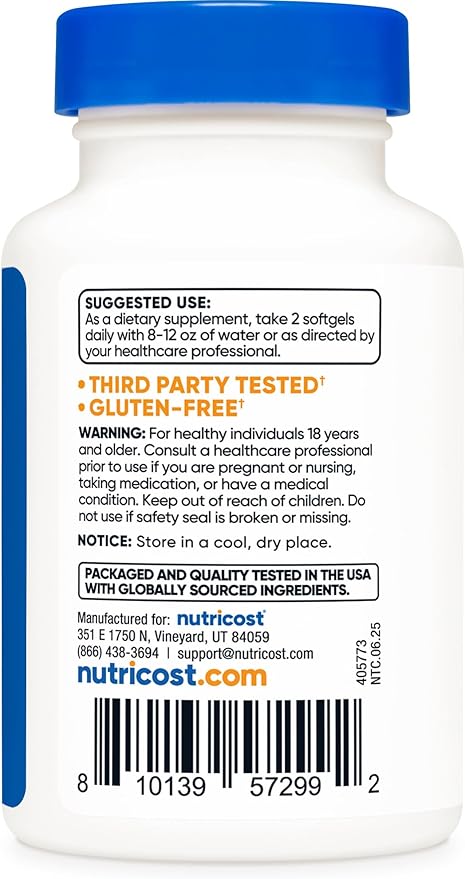 Nutricost Krill Oil 1000mg 60 Liquid Softgels (2 Bottles) - Omega-3 EPA-DHA