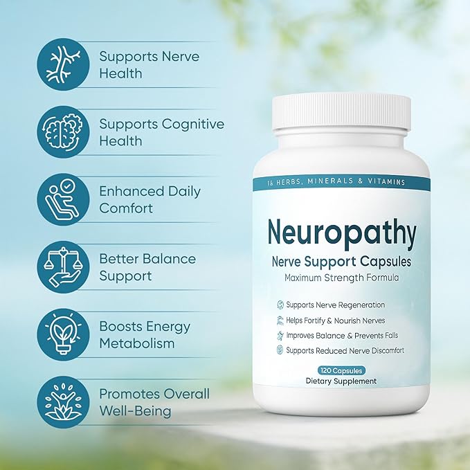 Neuropathy Support Nerve Supplement – with 600 mg Alpha Lipoic Acid B-Complex L-Carnitine Supports Nerve Comfort Calming &amp Improve Overall Health – Vegan Non-GMO120 Capsules