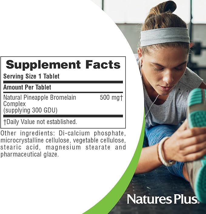 NaturesPlus Bromelain - 500 mg 90 Vegetarian Tablets - Natural Proteolytic Enzyme Supplement Sinus Support Anti-Inflammatory - Gluten-Free - 90 Servings