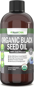 Organic Black Seed Oil - USDA Certified Organic Black Cumin Seed Oil Liquid – High Thymoquinone Content – Non-GMO and Cold-Pressed – Rich Source of Omega-6 &amp Omega-9 Fatty Acids - 8 Oz