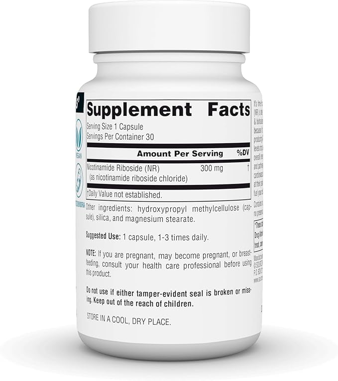 Source Naturals NR Nicotinamide Riboside Vegan Dietary Supplement for Mitochondria Healthy Aging Cells &amp Energy* Premier Fuel for NAD+ Levels 300 mg - 30 Vegan Capsules