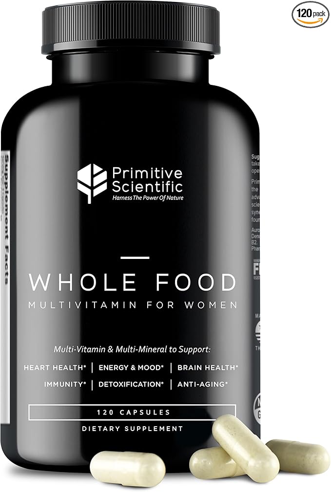 Whole Food Natural Four-a-Day Multivitamin and Mineral Capsules for Women – All-Day Energy Inner Zen and Stronger You (120 Capsules)