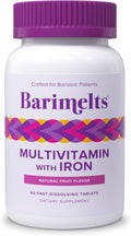 BariMelts Bariatric Multivitamin with Iron 60 Fast-Dissolving Tablets (1-Month Supply) Sugar-Free Bariatric Vitamins for Women Natural Fruit Flavor