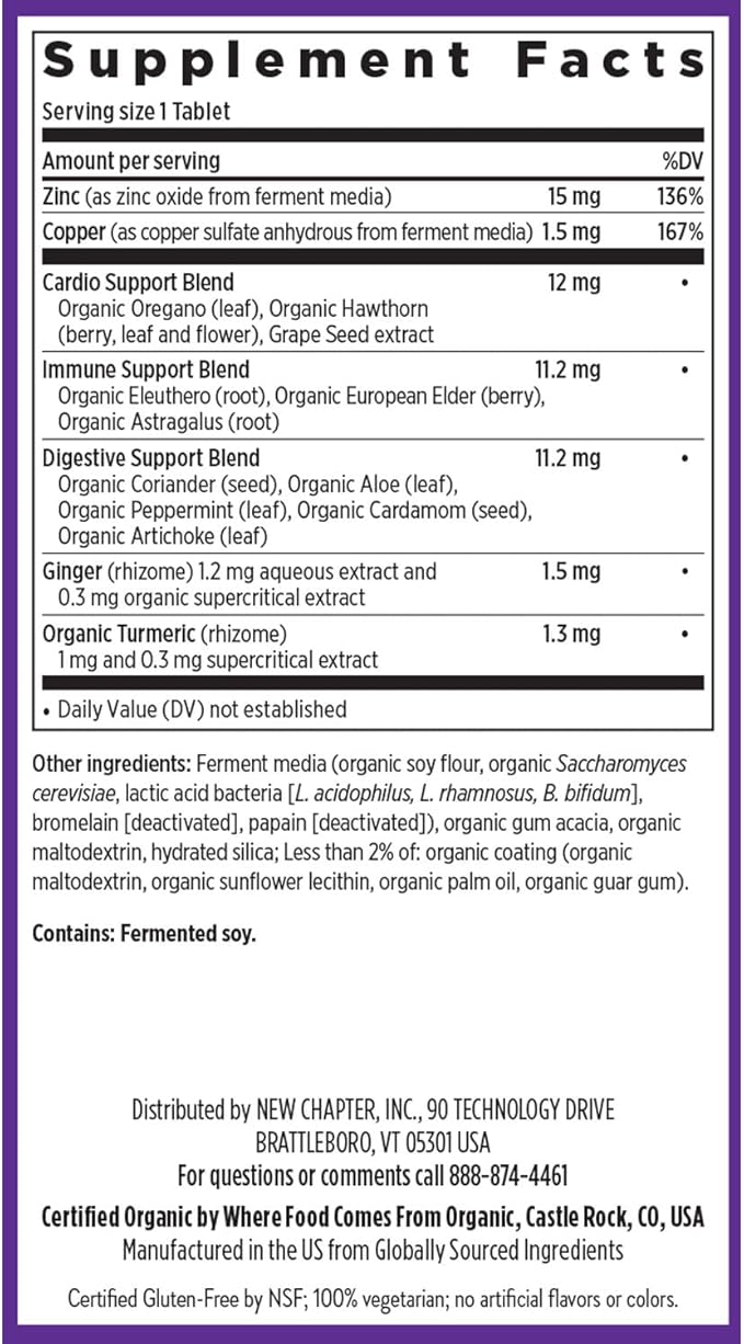 New Chapter Zinc Supplement Fermented Zinc Complex ONE Daily for Immune Support + Skin Health Mineral-Balancing Formula Rich in Copper Easy to Swallow &amp Digest 90 Count (3 Month Supply)