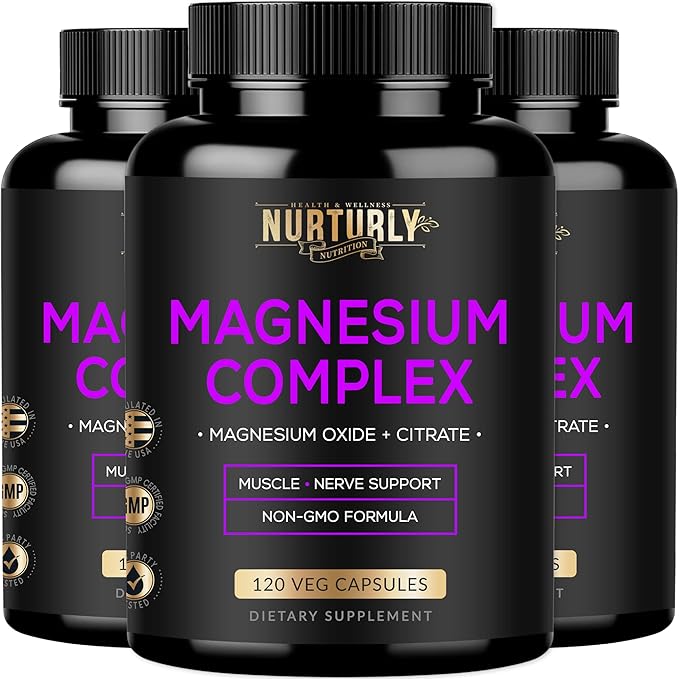 Magnesium Citrate &amp Oxide 500mg Complex Supplement - High Absorption Maximum Strength - Helps Support Bone Density and Strength Muscles Energy and Sleep - 360 Vegan Capsules