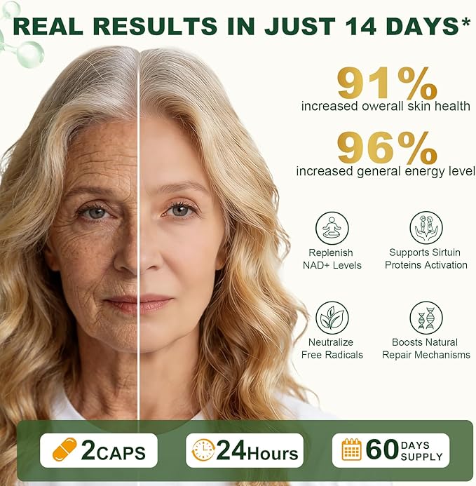 NAD+ Supplement 1500mg NR NMN Replacement with Resveratrol Urolithin A CoQ10 &amp Quercetin - NAD Plus for Cellular Energy Healthy Aging &amp Stamina for Women &amp Men - 120 Capsules -2pcs