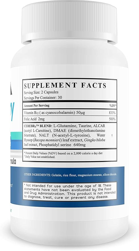 Memory Hack - Acceleral Cognitive Brain Formula - Support Mental Endurance and Focus - with Taurine &amp Other Powerful Natural Ingredients - Nootropic Brain Booster