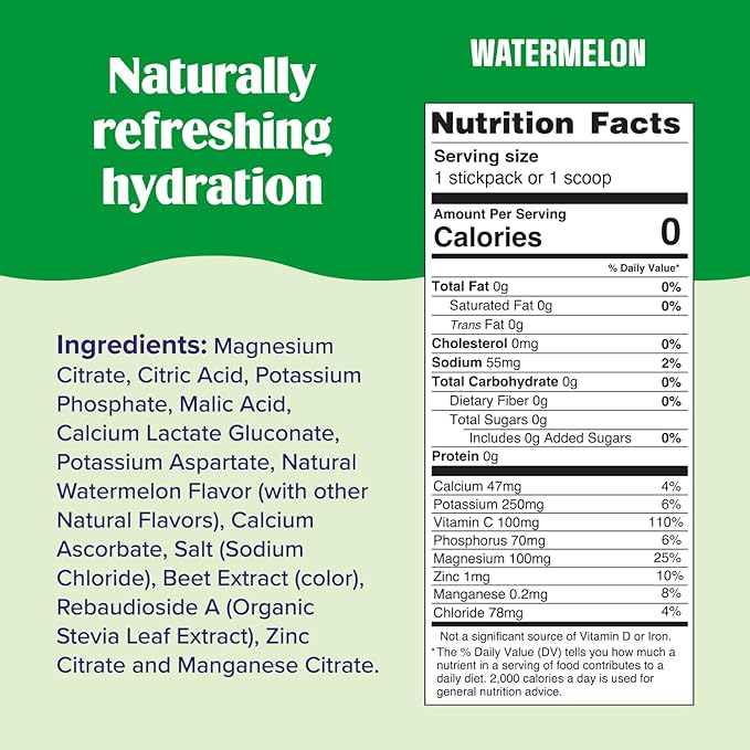 Ultima Replenisher Daily Electrolyte Powder Drink Mix – Sugar Free – Watermelon 30 Servings – Hydration Powder with 6 Key Electrolytes and Trace Minerals – Keto Friendly Vegan Non-GMO