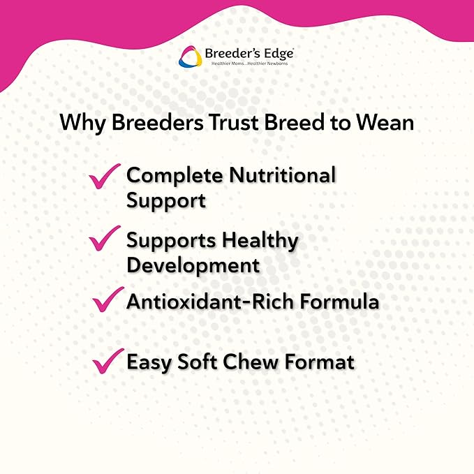 Breeder’s Edge Breed to Wean Prenatal and Postnatal Multivitamin for Dogs &amp Cats Supports Pregnant &amp Nursing Moms Supplement Provides Antioxidants Vitamins &amp Minerals 100ct for Medium
