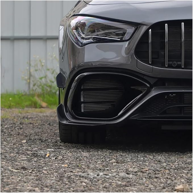 CLA 45 Fog Lamp Grille Trim Air Blade Compatible For Benz C118 W118 CLA45 AMG 2020-2023 Front Bumper Side Spoiler Splitter Canard(2 pcs)