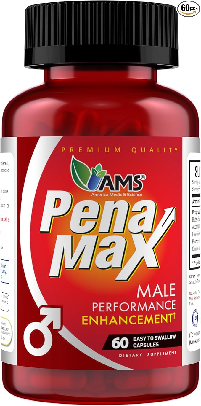 America Medic &amp Science PenaMax Men’s Wellness Supplement – Helps Maintain Energy Levels – with Acetyl-L-Carnitine &amp Propionyl-L-Carnitine – 60 Capsules – Gluten-Free &amp Non-GMO