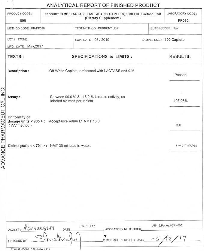 Fast Acting Lactase 180 Caplets Generic Lactase Fast Act 9000 FCC Units per Caplet