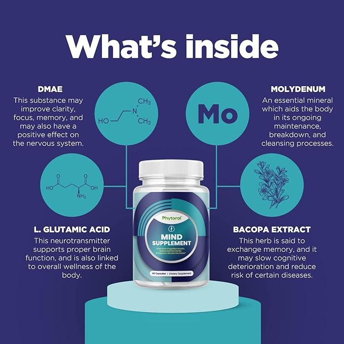 Nootropic Brain Supplement for Memory and Focus Enhancement - Vitamins for Brain Mental Health &amp Clarity - Cognitive Health Complex for Mind's Vitality &amp Mental Alert - 60 Capsules - 3 Pack
