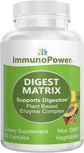 Digest Matrix with 18 All-Natural Enzymes. Breakdown Carbs Protein Fiber &amp Lactose Bloating Relief Aids Digestion Comfort. Non-GMO Vegetarian 60 Capsules