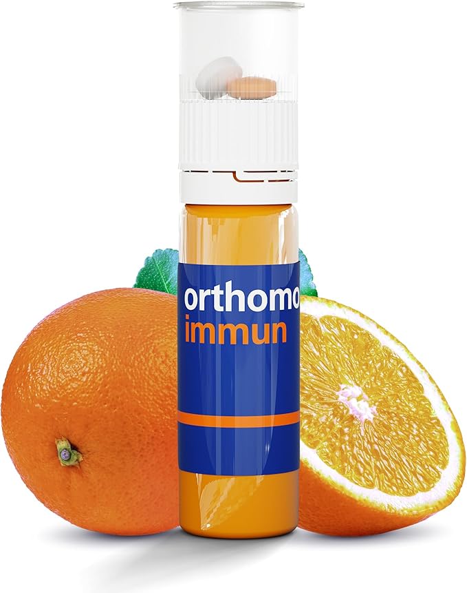 Orthomol Immun Immune Support Vials for Adults with Vitamin C Zinc Selenium Iodine Vitamin D E A B Calcium 25+ Immune Boost Nutrients 1 Serving Per Day for Daily Health (30 Day Supply)