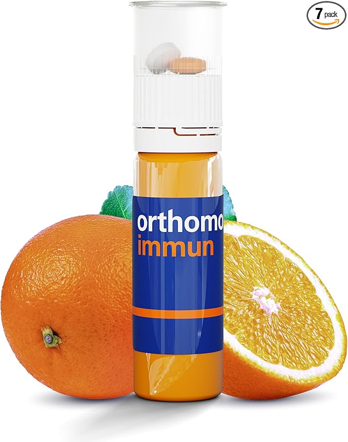 Orthomol Immun Immune Support Vials for Adults with Vitamin C Zinc Selenium Iodine Vitamin D E AB Calcium 25+ Immune Boost Nutrients 1 Serving Per Day for Daily Health (7 Day Supply)