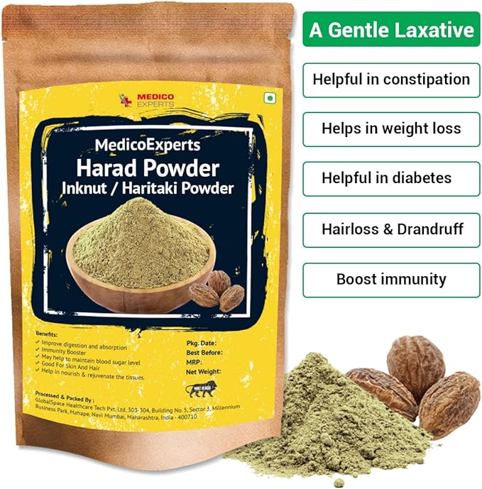 Haritaki Powder Organic - 200 GMS | 100% Pure Harde Powder | Kadukkai Powder | Harad Powder | Inknut Powder for Dark Circles Face Skin &amp Healthy Digestion