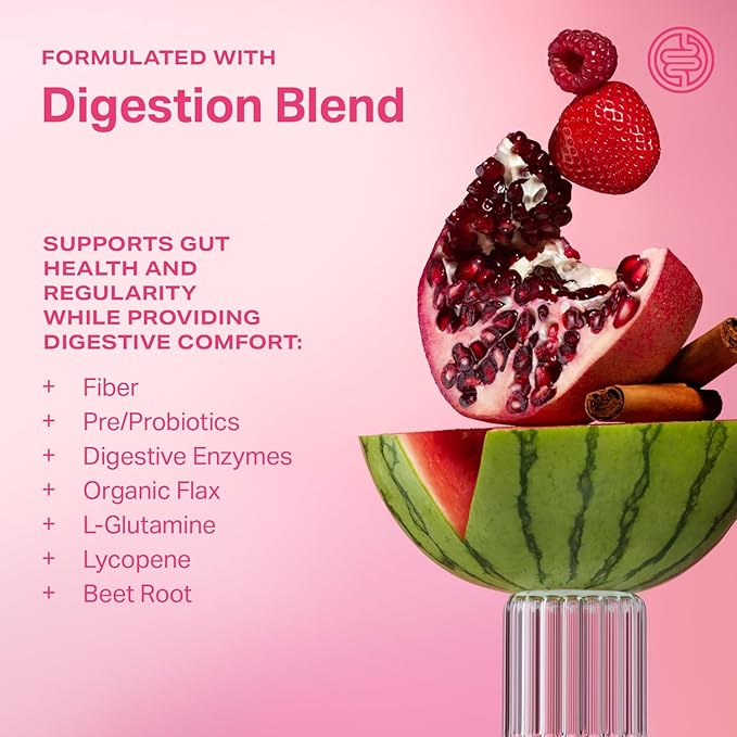 Proper The Pinks Digestion and Bloat Relief. Drink Mix with Gut Health Probiotics Prebiotics Beet Root &amp Enzymes for Digestive Support. Bloating and Microbiome Supplement for Women and Men