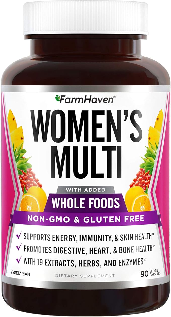 FarmHaven Multivitamin for Women | 22 Essential Nutrients Fruits &amp Veggies Womens Multivitamin | Whole Food Multivitamin Boosts Energy Immune Heart Health | Womens Daily Vitamins - 90 Capsules