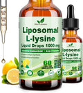 L-Lysine 1000mg Liquid Drops w. Monolaurin Olive Leaf Extract Vitamin C D3 &amp Zinc 6-in-1 Essential Amino Acid Supplement for Immune Collagen Lip &amp Oral Health Liposomal Lysine for Better Abs