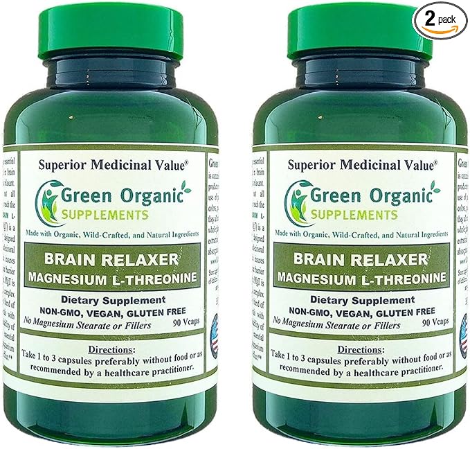 Green Organic Supplements Magnesium L-Threonine 90 VCaps (Pack of 2)